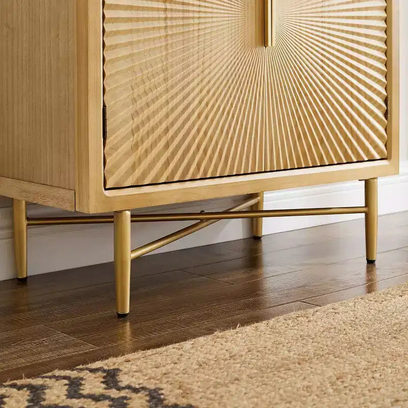 Buffet bas Art Leon moderne en bois avec portes décoratives texturées