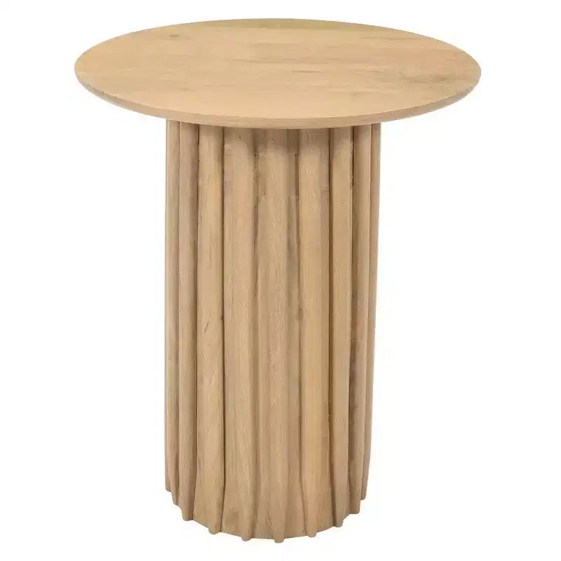 Table d'appoint Royal Hampton avec plateau rond de 20 pouces et base cannelée, en bois de manguier