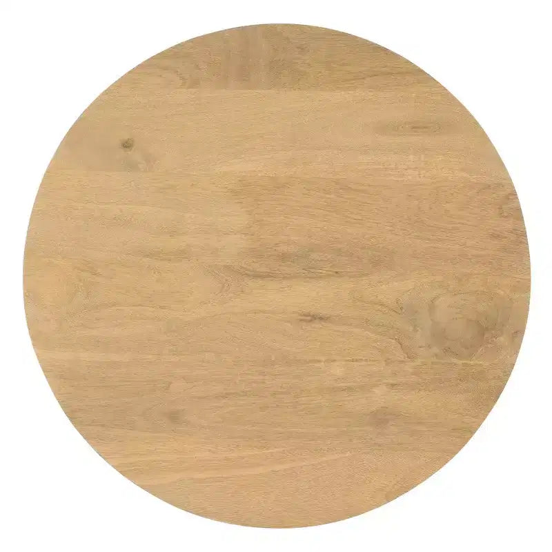 Table d'appoint Royal Hampton avec plateau rond de 20 pouces et base cannelée, en bois de manguier