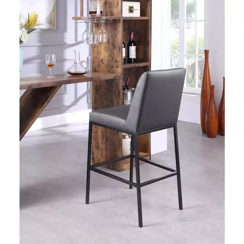 Tabourets Bryce en similicuir gris, ensemble de 2, par Meridian Furniture