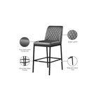 Tabourets Bryce en similicuir gris, ensemble de 2, par Meridian Furniture