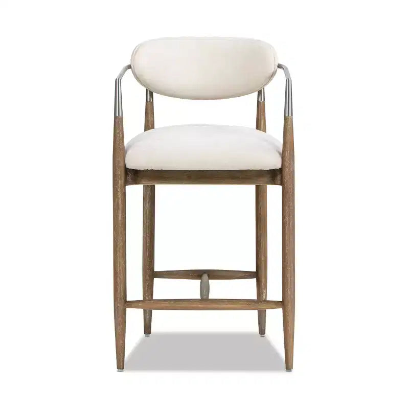 Jennifer Taylor Home Artemis Tabouret de comptoir rembourré 26 po en matériaux mélangés, Chenille blanc chaud