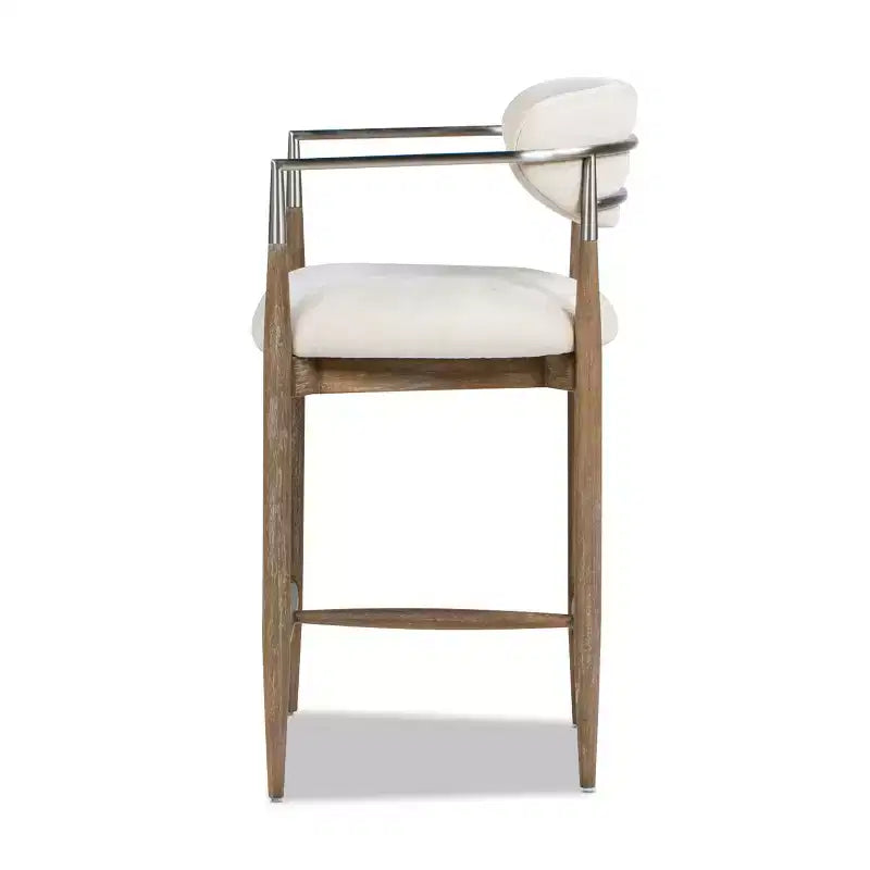 Jennifer Taylor Home Artemis Tabouret de comptoir rembourré 26 po en matériaux mélangés, Chenille blanc chaud