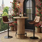 MAYEERTY Industrial-Farmhouse Round Bistro Table, Sturdy Wood Construction Small Space Bar Table for Home Cafe & Office, Easy Assembly