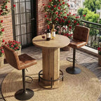 MAYEERTY Table de bistrot ronde style industriel/ferme, Table de bar robuste en bois pour petits espaces, Maison, Café et Bureau, Montage facile