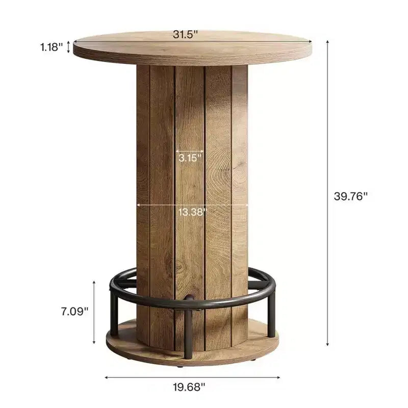 MAYEERTY Table de bistrot ronde style industriel/ferme, Table de bar robuste en bois pour petits espaces, Maison, Café et Bureau, Montage facile