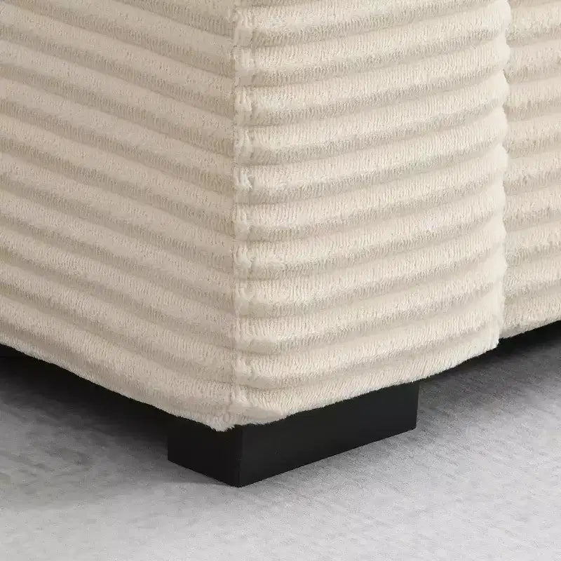 Canapé sectionnel d'angle en L surdimensionné Whisen, canapé d'angle en velours côtelé avec rangement dans l'accoudoir, porte-gobelets, chargeur USB