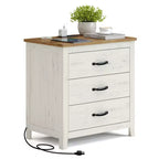 Table de chevet de ferme avec station de recharge - Table de nuit à 3 tiroirs avec ports USB
