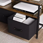 Meuble TV avec 3 tiroirs en tissu pour téléviseur de 55 pouces, meuble de rangement avec placards de rangement, console multimédia avec étagère ouverte, meuble de divertissement.