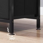 Meuble TV avec 3 tiroirs en tissu pour téléviseur de 55 pouces, meuble de rangement avec placards de rangement, console multimédia avec étagère ouverte, meuble de divertissement.