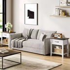 Table de chevet avec tiroir et 2 étagères de rangement, table d'appoint polyvalente pour chambre à coucher, salon, dortoir et petits espaces
