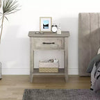 Table de chevet avec tiroir et 2 étagères de rangement, table d'appoint polyvalente pour chambre à coucher, salon, dortoir et petits espaces