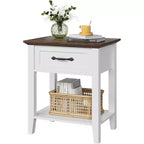 Table de chevet avec tiroir et 2 étagères de rangement, table d'appoint polyvalente pour chambre à coucher, salon, dortoir et petits espaces