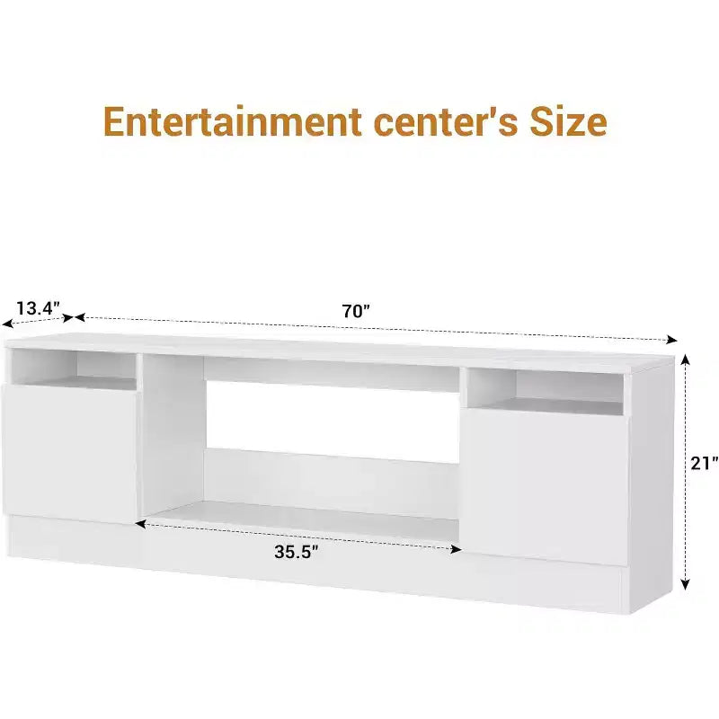Meuble TV pour téléviseur jusqu'à 75 pouces, meuble de divertissement moderne avec armoire de rangement, s'adapte à une cheminée électrique de 36 pouces