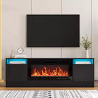 Meuble TV pour téléviseur jusqu'à 75 pouces, meuble de divertissement moderne avec armoire de rangement, s'adapte à une cheminée électrique de 36 pouces