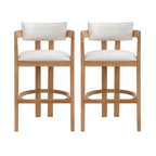 Tabouret de bar rembourré Christopher Knight Home Peyton en bois d'hévéa avec dossier ouvert incurvé (Lot de 2)