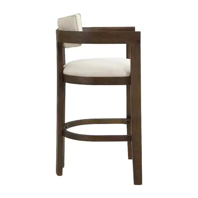 Tabouret de bar rembourré Christopher Knight Home Peyton en bois d'hévéa avec dossier ouvert incurvé (Lot de 2)