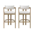 Tabouret de bar rembourré Christopher Knight Home Peyton en bois d'hévéa avec dossier ouvert incurvé (Lot de 2)