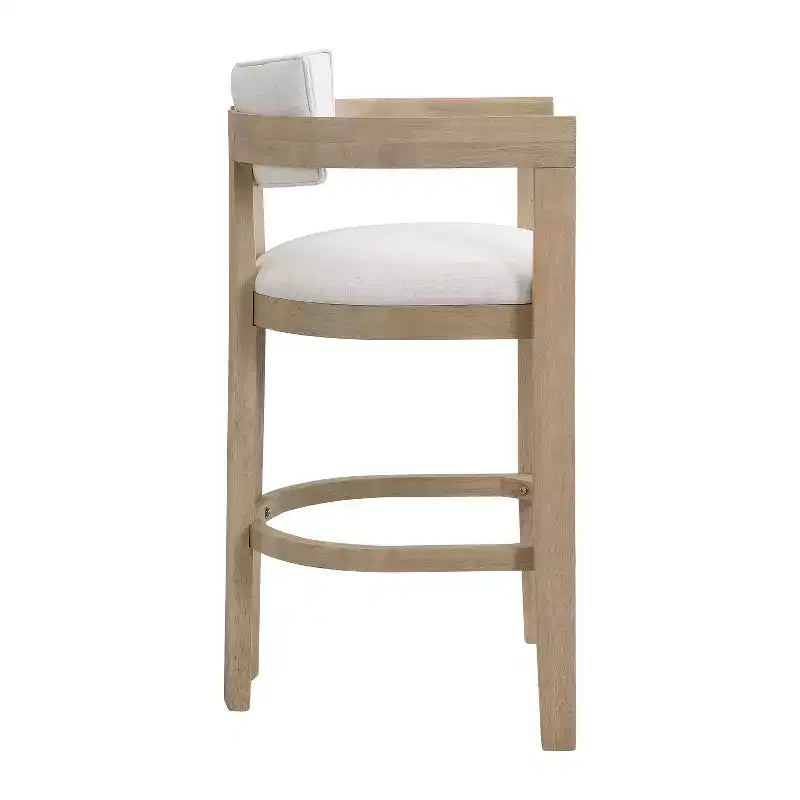 Tabouret de bar rembourré Christopher Knight Home Peyton en bois d'hévéa avec dossier ouvert incurvé (Lot de 2)
