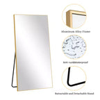 PexFix Miroir de Poutre Pleine Longueur 71x31 en Aluminium à Bord Fin et Angle Droit avec Support