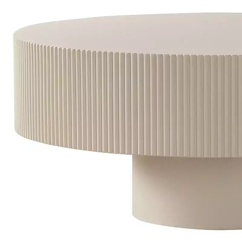 Maxax Table basse ronde moderne blanche, table d'appoint en bois de 34,25 pouces. Table basse d'appoint contemporaine pour salon, appartement, bureau