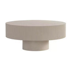 Maxax Table basse ronde moderne blanche, table d'appoint en bois de 34,25 pouces. Table basse d'appoint contemporaine pour salon, appartement, bureau