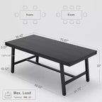 Table à manger de style industriel pour 6 à 8 personnes, table de cuisine en bois de 180 cm de long avec cadre métallique durable, finition noire, pour salle à manger ou cuisine