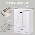 Meuble-lavabo de salle de bain Mastgoal 24 style ferme avec évier, commode de salle de bain avec grand tiroir de rangement