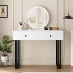 Acekool Coiffeuse avec Miroir et Lumières, Petite Table de Maquillage avec 2 Tiroirs, LED 3 Couleurs, Luminosité Réglable, Organisateur pour Chambre à Coucher