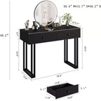 Acekool Coiffeuse avec Miroir et Lumières, Petite Table de Maquillage avec 2 Tiroirs, LED 3 Couleurs, Luminosité Réglable, Organisateur pour Chambre à Coucher