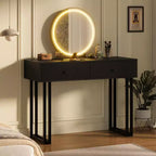 Acekool Coiffeuse avec Miroir et Lumières, Petite Table de Maquillage avec 2 Tiroirs, LED 3 Couleurs, Luminosité Réglable, Organisateur pour Chambre à Coucher