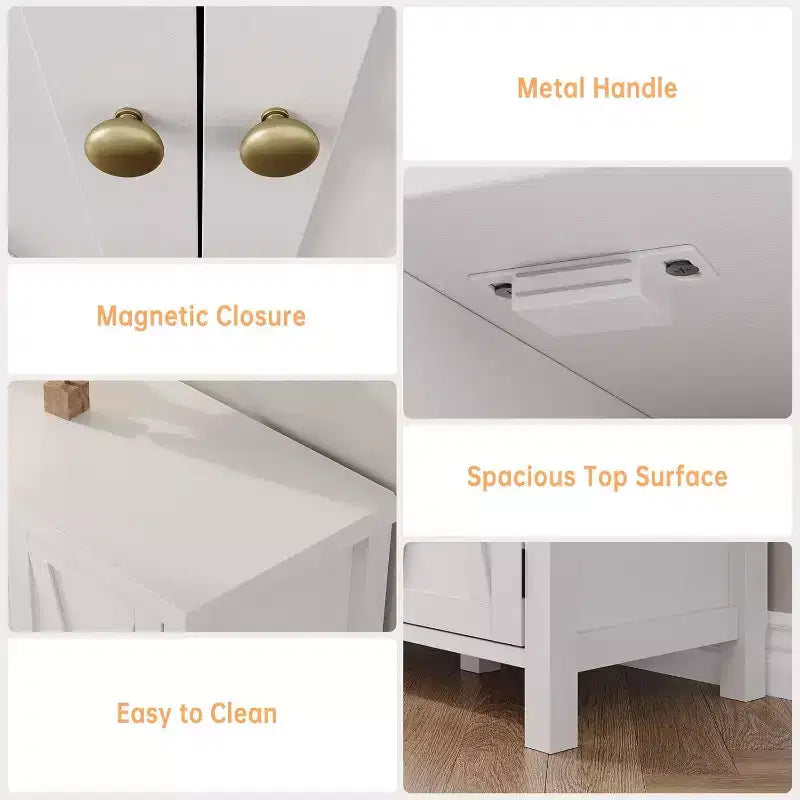 Meuble de rangement pour chaussures de ferme de 43 po avec 3 portes de grange, étagères réglables, range-chaussures étroit de grande capacité pour entrée et salon, blanc
