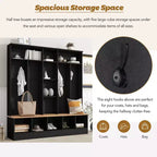 Le porte-manteau Misty Moon Black Hall Tree avec banc de rangement, meuble à chaussures avec rangement cube et étagères, patère multifonctionnelle avec 8 crochets