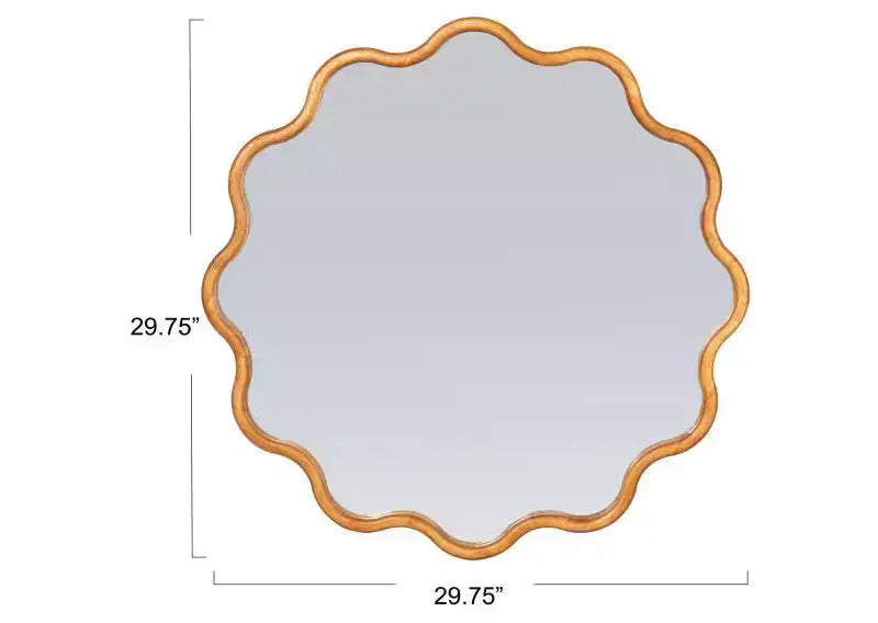 Miroir ondulé avec cadre en bois festonné