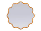 Miroir ondulé avec cadre en bois festonné