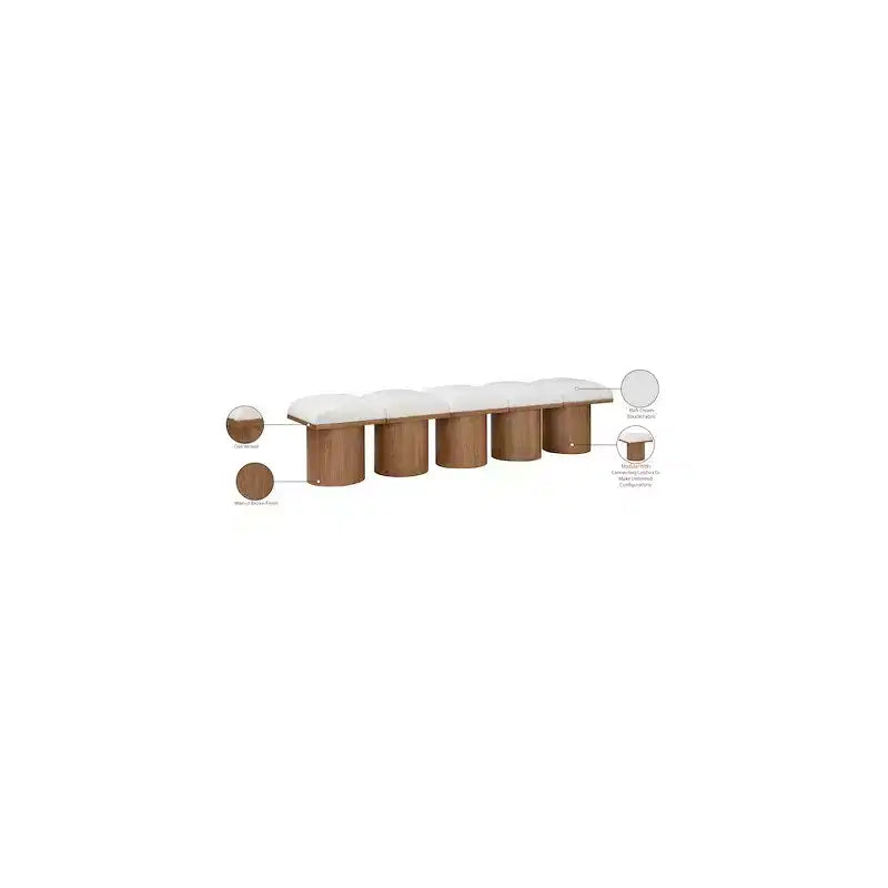 Meridian Furniture, Banc en Tissu Bouclé Crème Pavilion