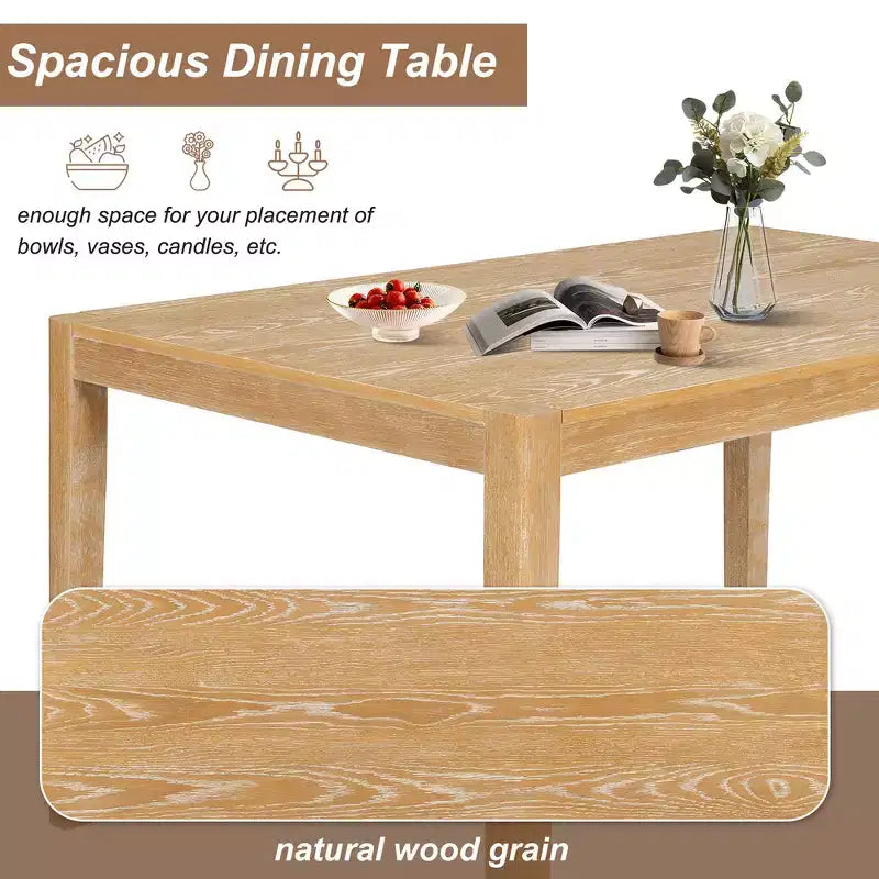 Ensemble de salle à manger Whisen Mid-Century 7 pièces pour 6 personnes, table en bois et chaises rembourrées confortables