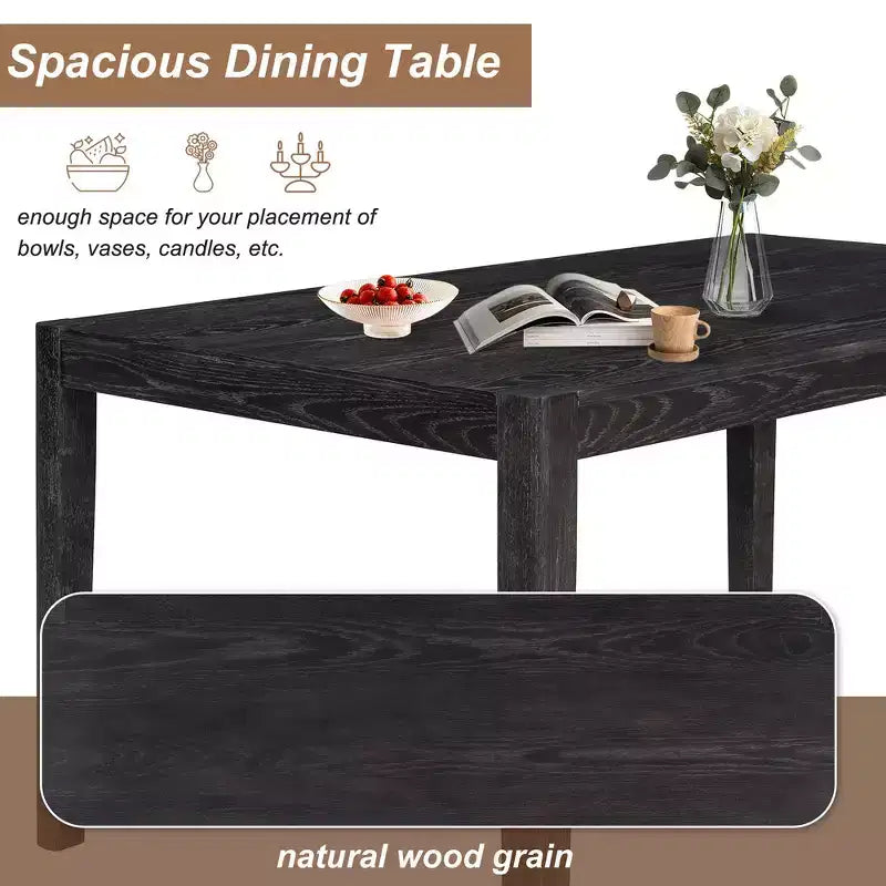 Ensemble de salle à manger Whisen Mid-Century 7 pièces pour 6 personnes, table en bois et chaises rembourrées confortables