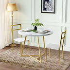 Ensemble de salle à manger rond 2 personnes – Table peu encombrante et chaises rembourrées, ensemble de cuisine moderne pour petits espaces