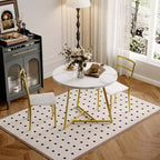 2-Person Round Dining Set - Space-Saving Table & Upholstered Chairs, Modern Kitchen Set for Small Spaces