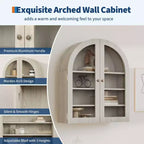 Petit meuble mural arqué avec portes vitrées, armoire de rangement murale de 61 cm avec étagère réglable, pour cuisine, salle de bain, buanderie