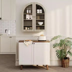 Petit meuble mural arqué avec portes vitrées, armoire de rangement murale de 61 cm avec étagère réglable, pour cuisine, salle de bain, buanderie