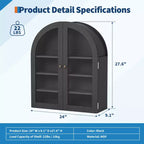 Petit meuble mural arqué avec portes vitrées, armoire de rangement murale de 61 cm avec étagère réglable, pour cuisine, salle de bain, buanderie