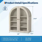 Petit meuble mural arqué avec portes vitrées, armoire de rangement murale de 61 cm avec étagère réglable, pour cuisine, salle de bain, buanderie