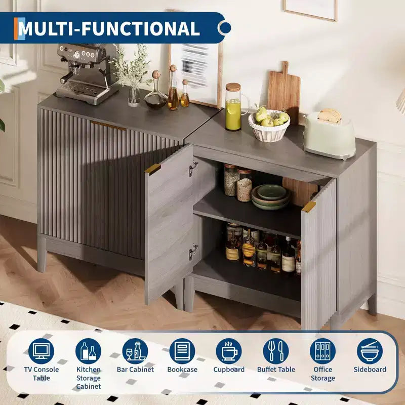 Buffet de salle à manger 80 cm avec portes et étagère réglable, meuble en bois moderne pour café, salon, salle à manger, cuisine, entrée