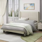 GDFStudio Winfred Boucle Upholstered Wood Bed with 55 Wingback Headboard