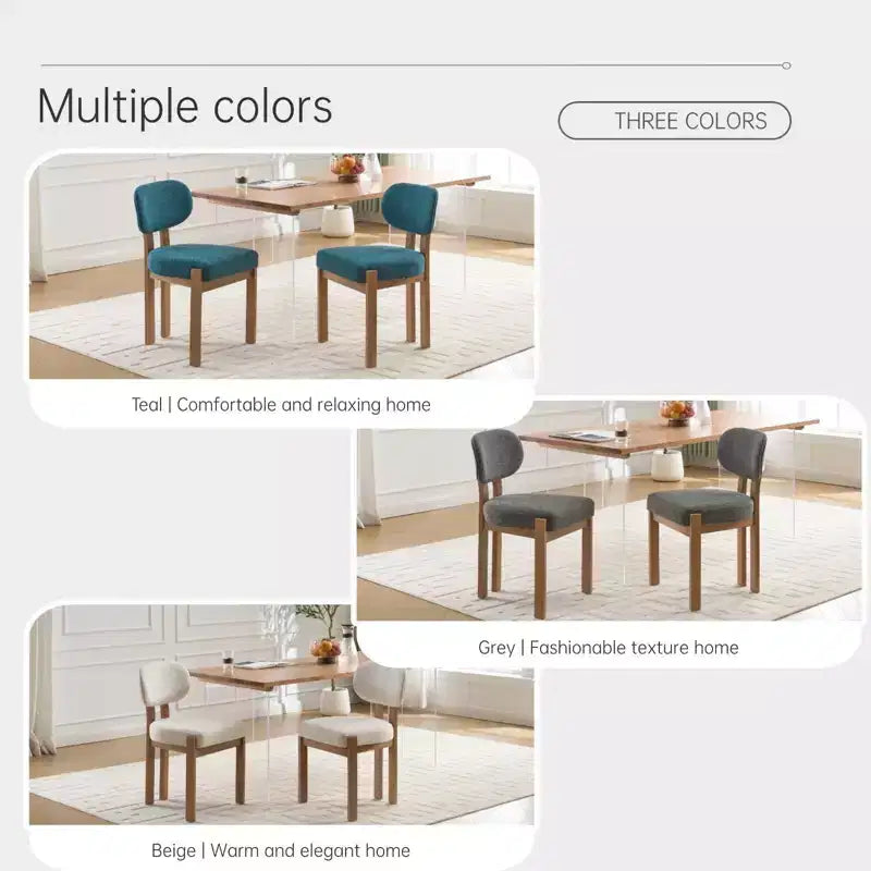 PexFix Lot de 2 chaises de salle à manger en bois, chaises de salle à manger modernes rembourrées en tissu, chaises de cuisine, chaises de salle à manger de style ferme pour cuisine, salle à manger, couleur sarcelle