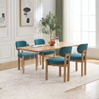 PexFix Lot de 2 chaises de salle à manger en bois, chaises de salle à manger modernes rembourrées en tissu, chaises de cuisine, chaises de salle à manger de style ferme pour cuisine, salle à manger, couleur sarcelle