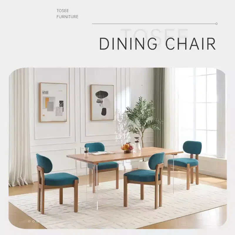 PexFix Lot de 2 chaises de salle à manger en bois, chaises de salle à manger modernes rembourrées en tissu, chaises de cuisine, chaises de salle à manger de style ferme pour cuisine, salle à manger, couleur sarcelle