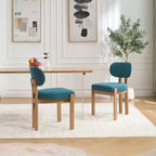 PexFix Lot de 2 chaises de salle à manger en bois, chaises de salle à manger modernes rembourrées en tissu, chaises de cuisine, chaises de salle à manger de style ferme pour cuisine, salle à manger, couleur sarcelle